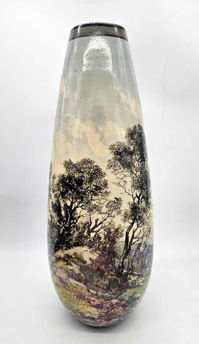 Large Shell-shaped Vase With Painted Decoration, Clément Massier, Golfe Juan