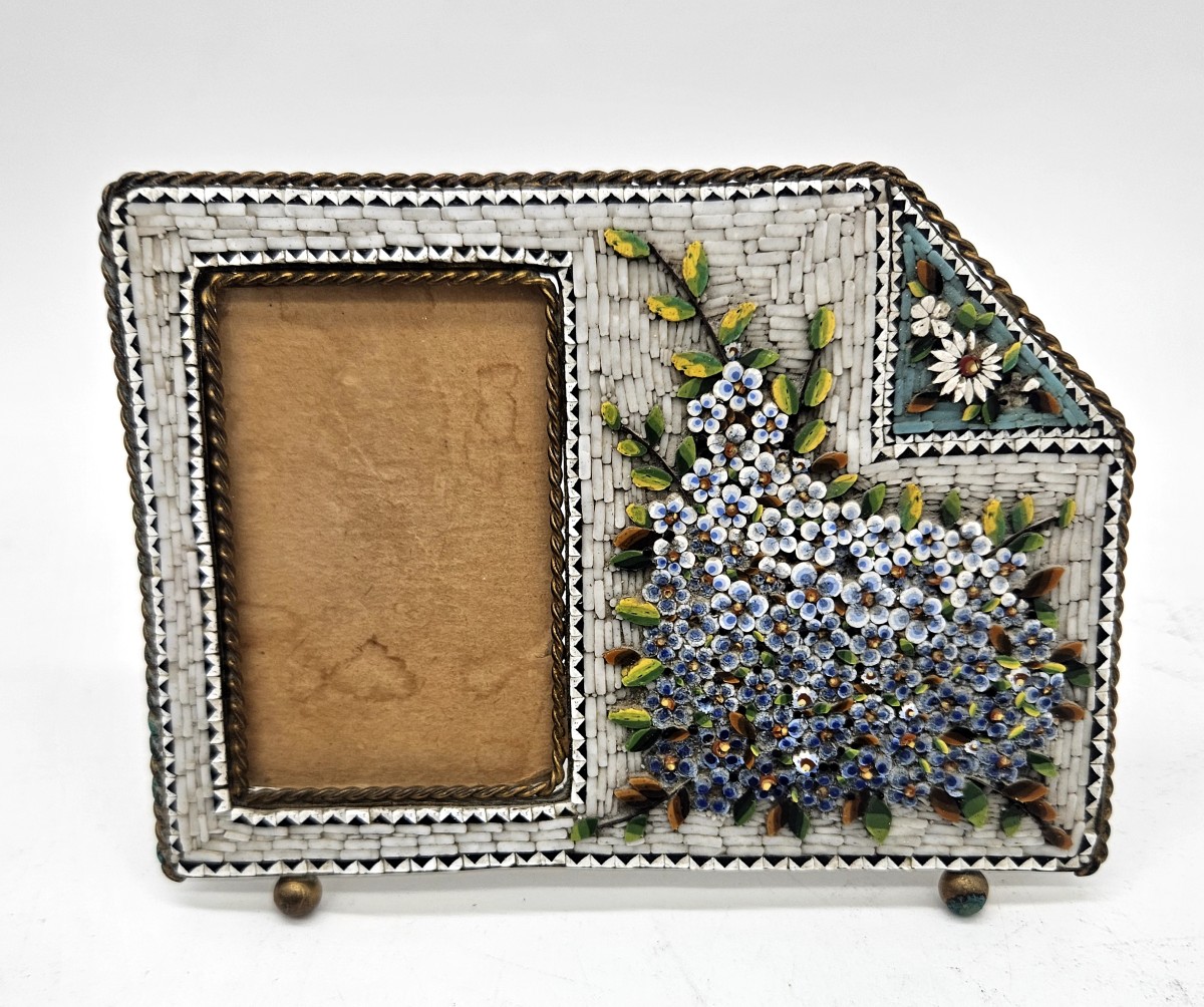 Cadre photo en micro mosaïque et laiton 