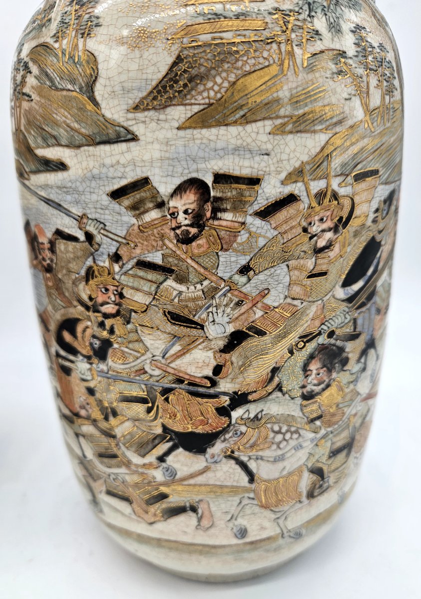 Japon Paire de vases signes Satsuma Époque Meiji -photo-6