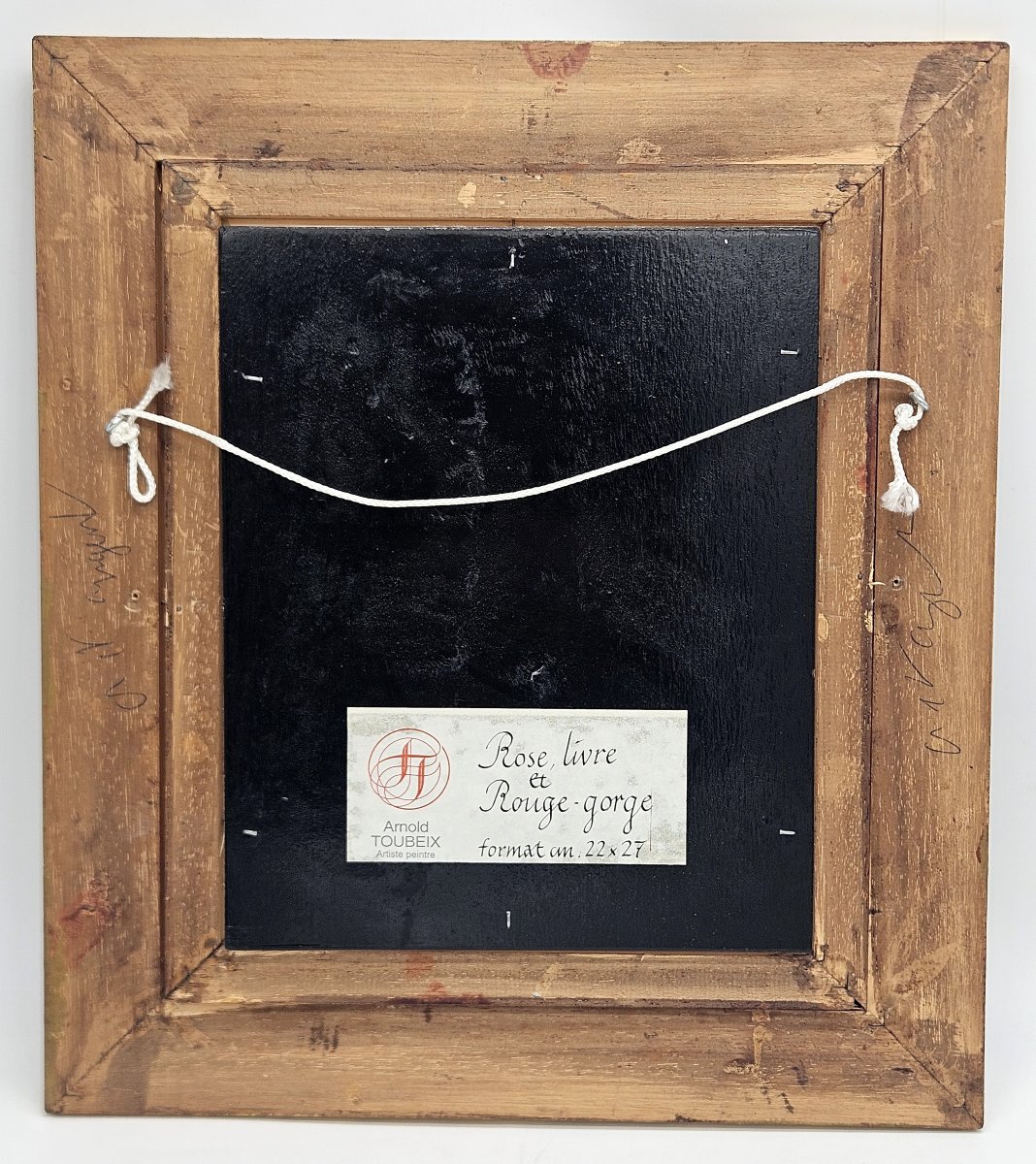 Arnold Toubeix. Nature morte : Rose, Livre et Rouge-gorge-photo-4