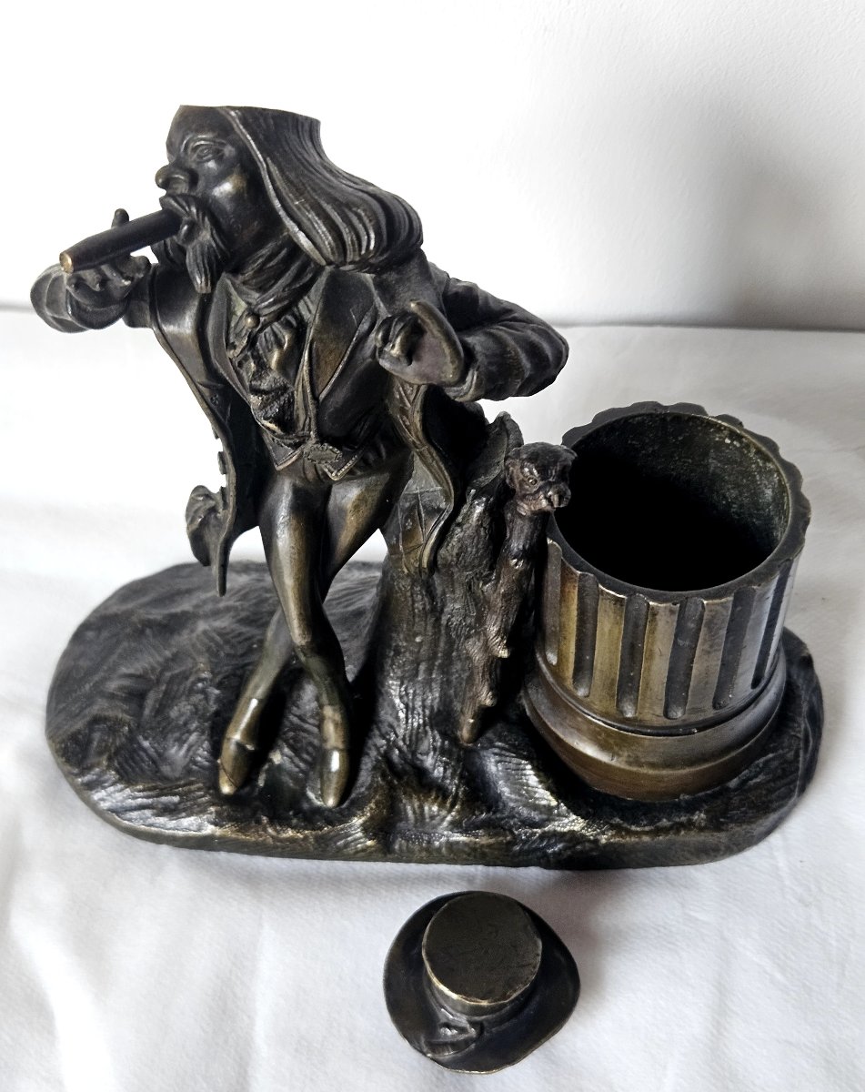 Briquet de table ou de comptoir figurant un excentrique en bronze 19ème -photo-5