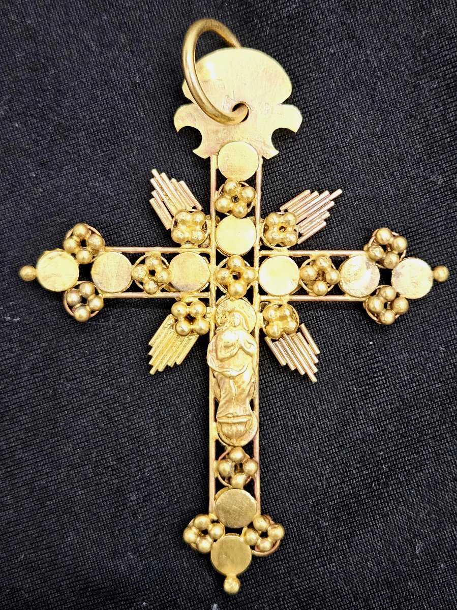 Seed Cross In Gold 750 Christ And Virgin 20g-photo-2
