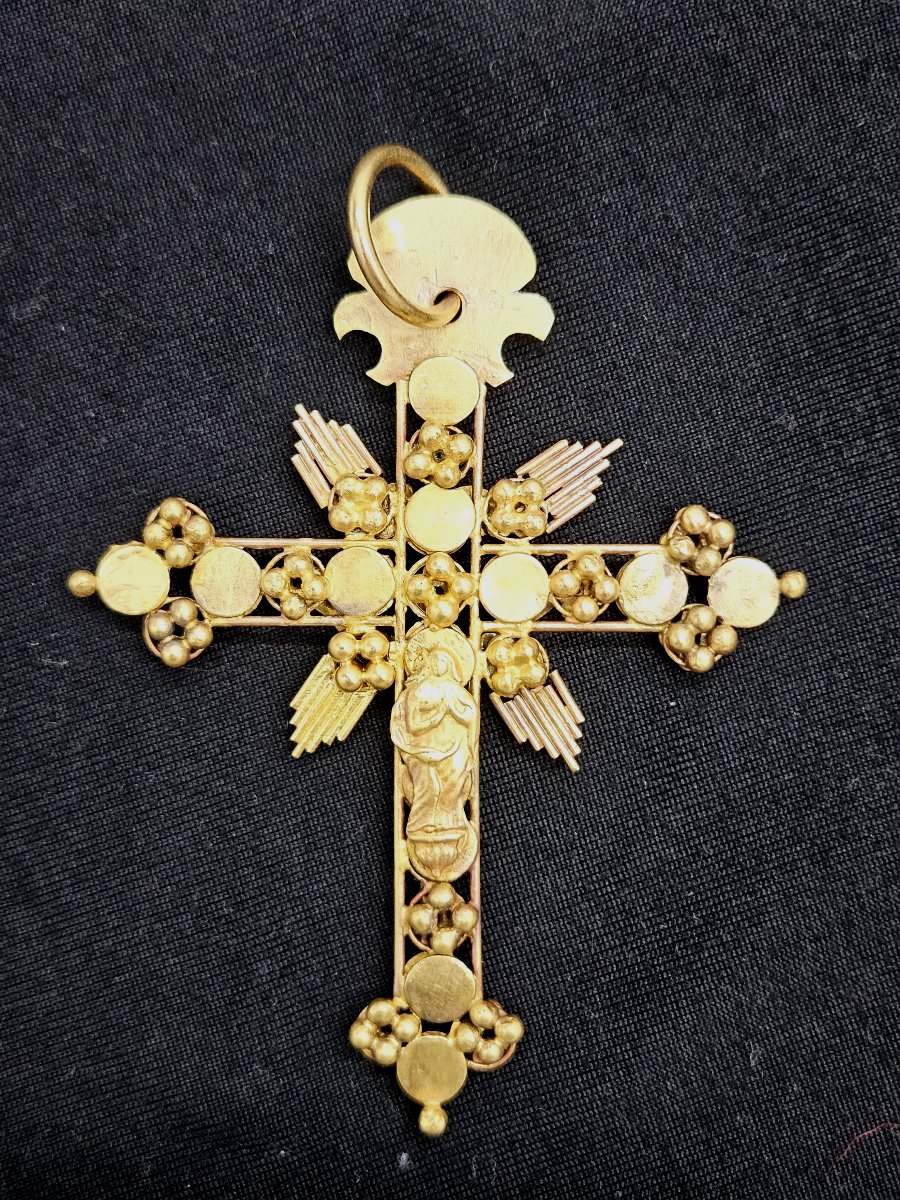 Seed Cross In Gold 750 Christ And Virgin 20g-photo-2