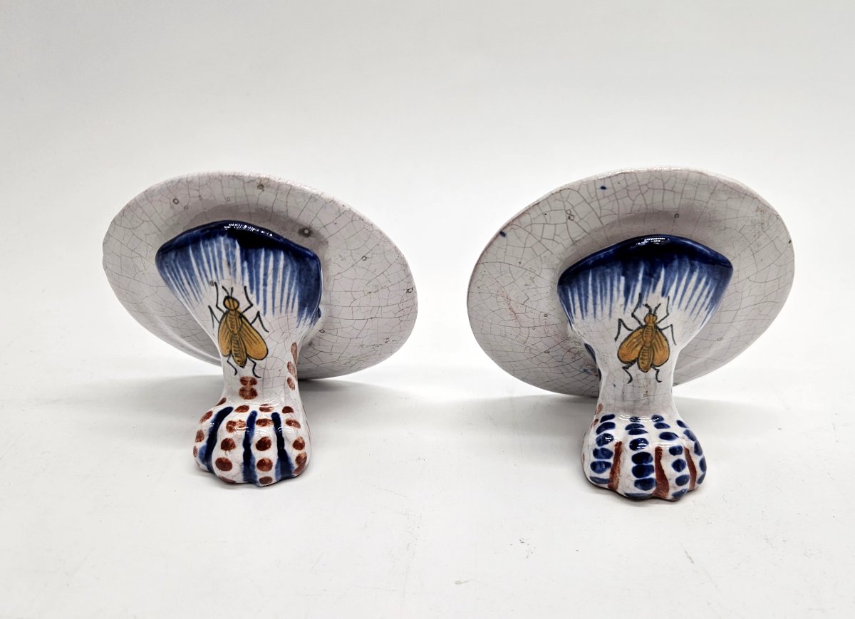 Alcide Chaumeil: Pair Of Earthenware Menu Holders With Napoleonic Décor-photo-4