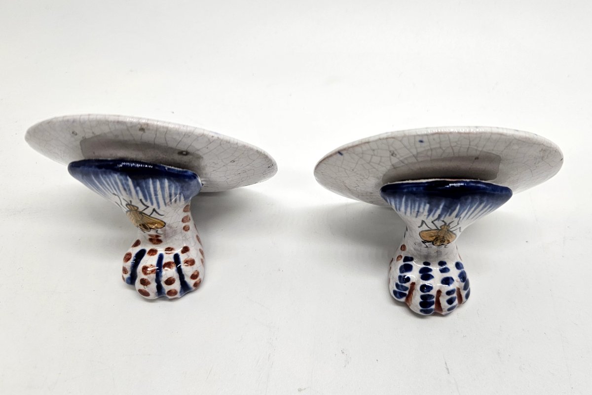 Alcide Chaumeil: Pair Of Earthenware Menu Holders With Napoleonic Décor-photo-3