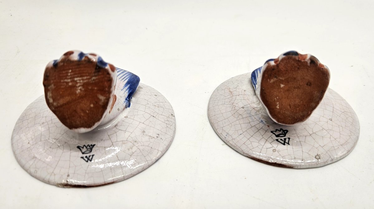 Alcide Chaumeil: Pair Of Earthenware Menu Holders With Napoleonic Décor-photo-5