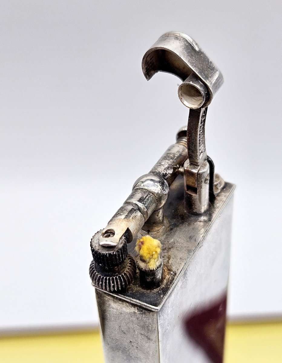 Regle briquet Dunhill en métal argenté et sa boîte d'origine -photo-2