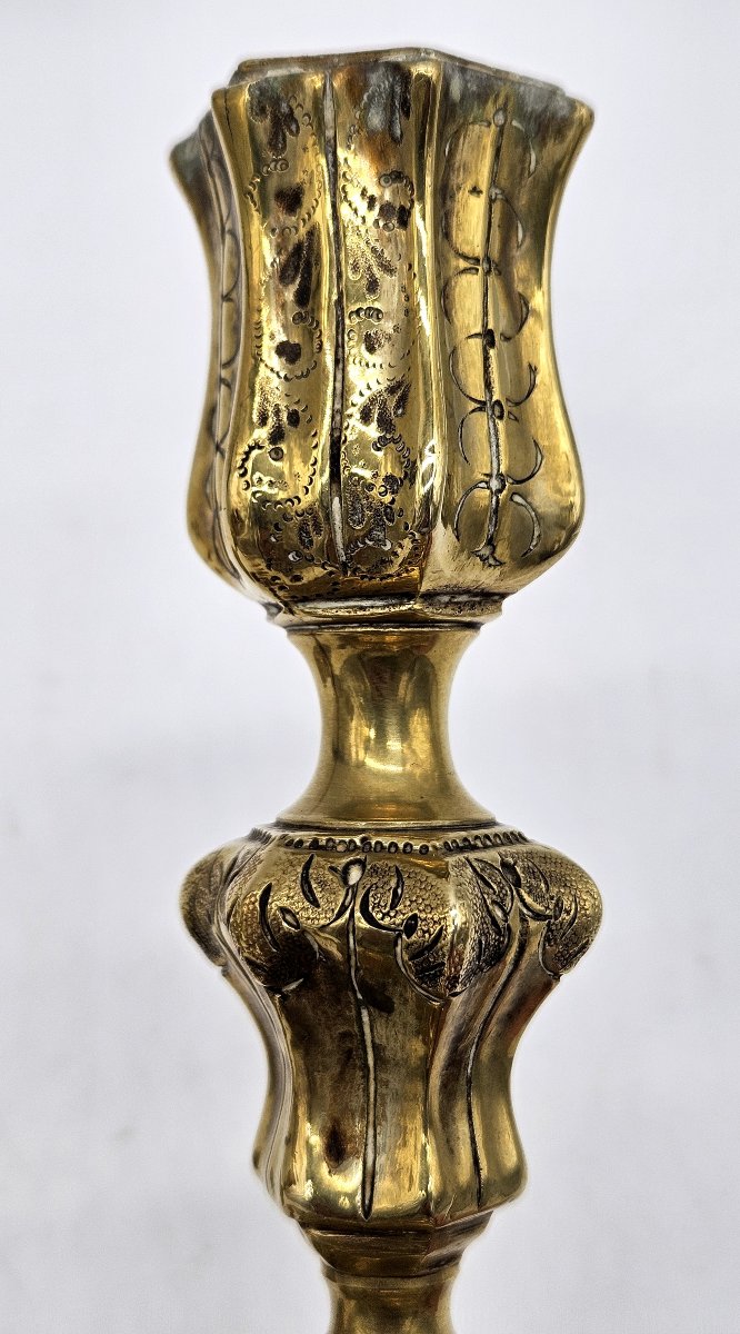 Paire de bougeoirs Regence de toilette en bronze doré -photo-4