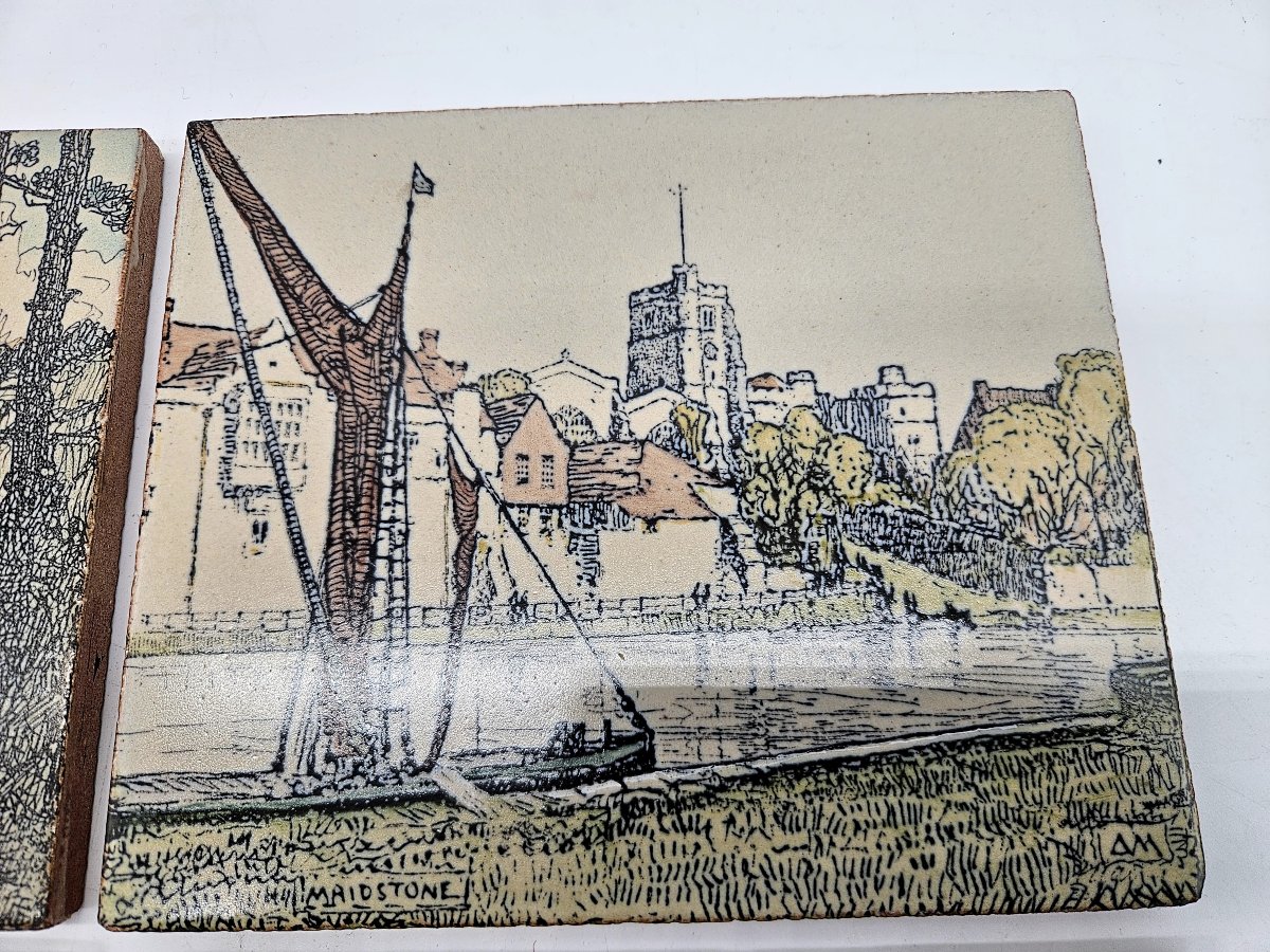4 carreaux Doulton d'après Donald Maxwell : vues du Kent-photo-3