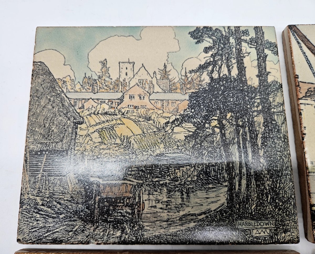 4 carreaux Doulton d'après Donald Maxwell : vues du Kent-photo-4