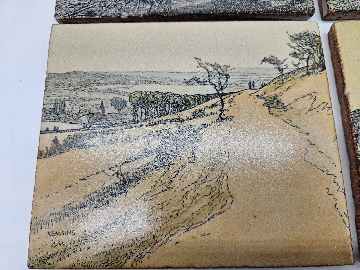 4 carreaux Doulton d'après Donald Maxwell : vues du Kent-photo-1