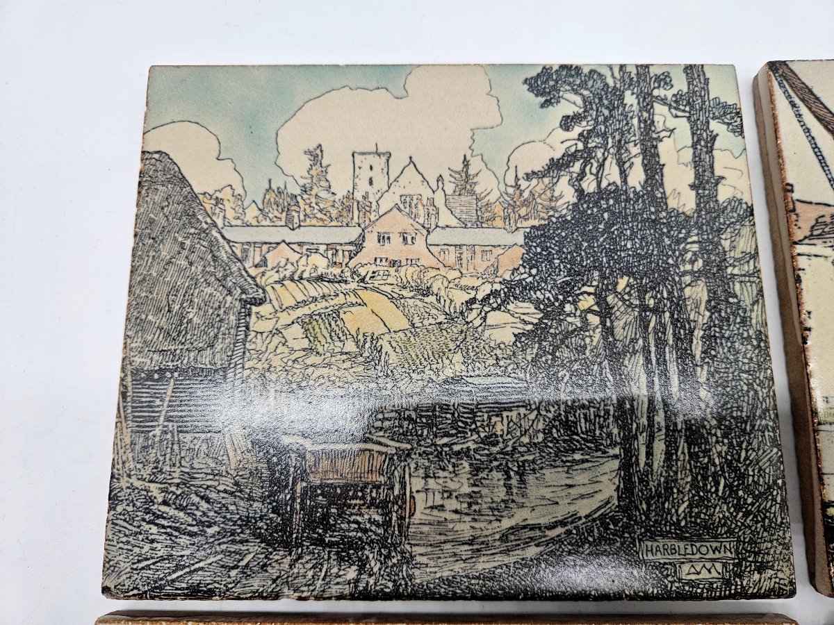4 carreaux Doulton d'après Donald Maxwell : vues du Kent-photo-2