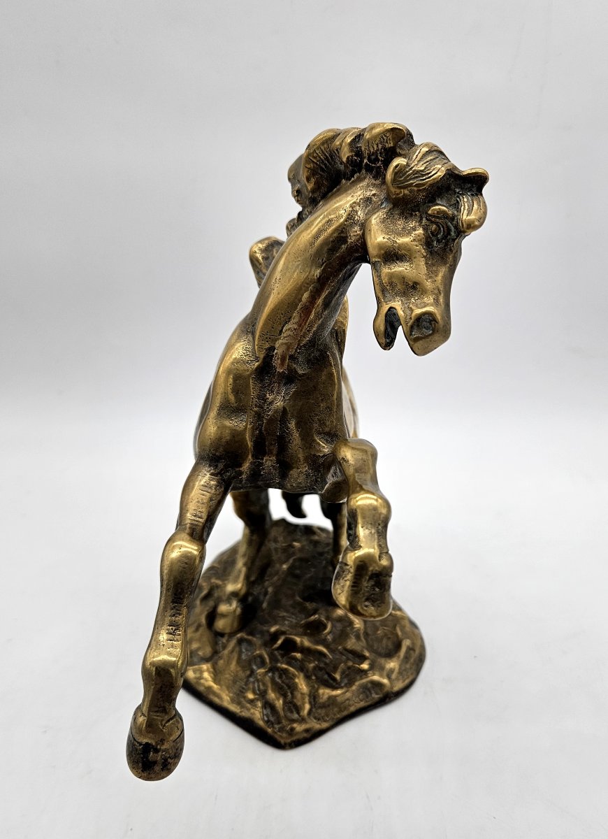 Gilt Bronze Prancing Horse Signed Moreau Late 19th Century-photo-2