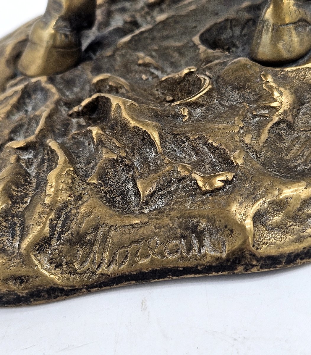 Gilt Bronze Prancing Horse Signed Moreau Late 19th Century-photo-4