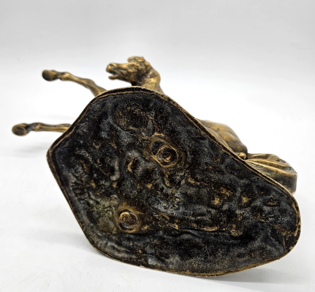 Gilt Bronze Prancing Horse Signed Moreau Late 19th Century-photo-2