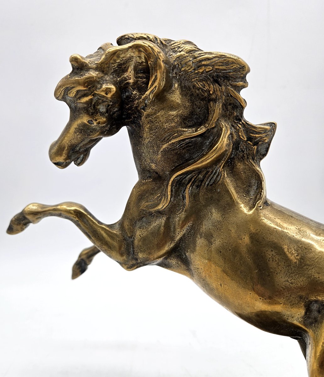 Gilt Bronze Prancing Horse Signed Moreau Late 19th Century-photo-4