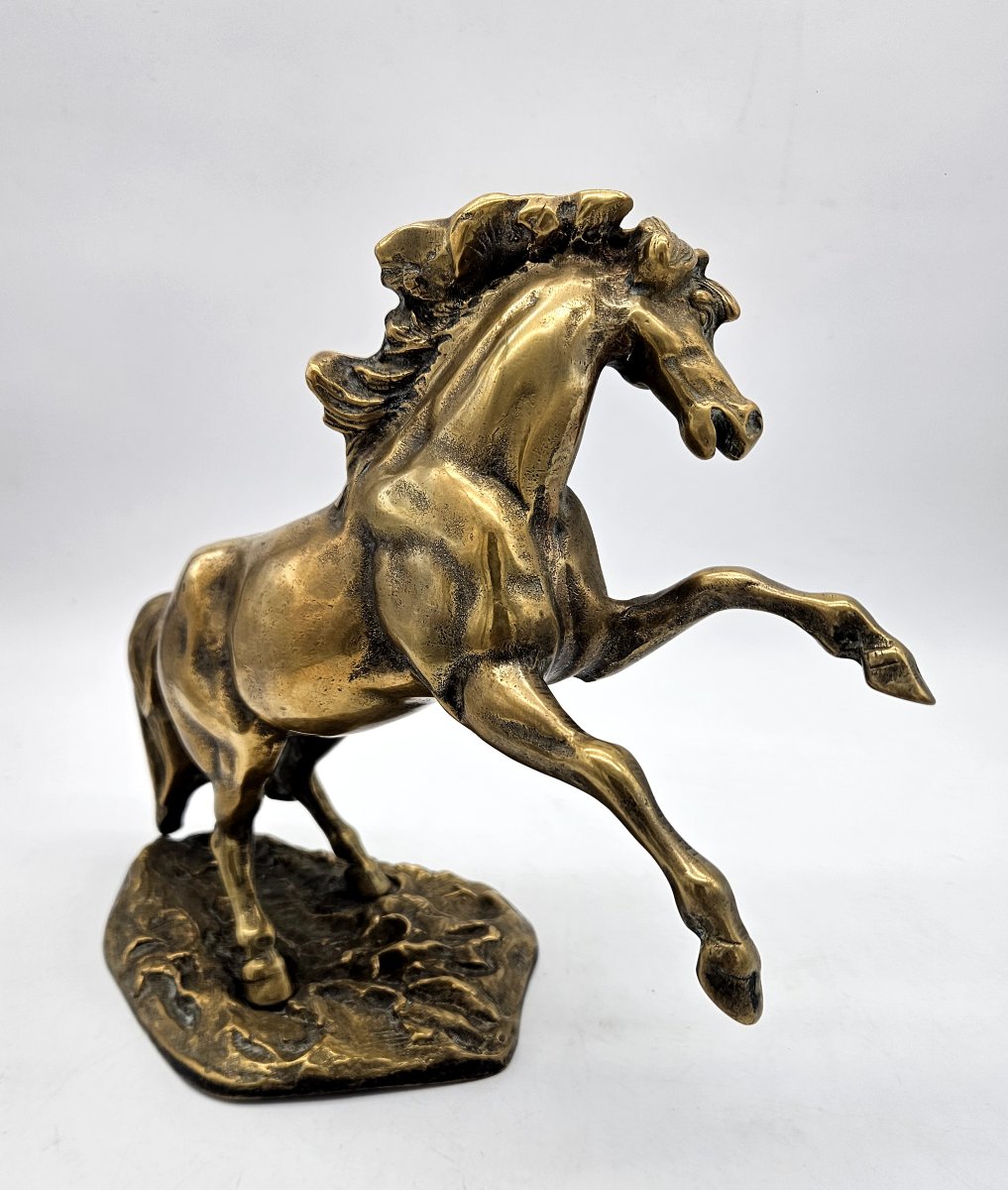 Gilt Bronze Prancing Horse Signed Moreau Late 19th Century-photo-5
