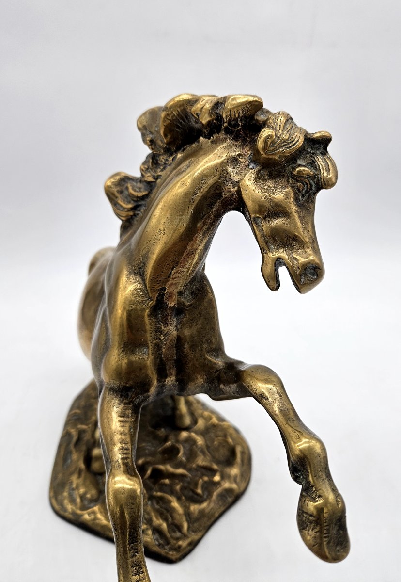 Gilt Bronze Prancing Horse Signed Moreau Late 19th Century-photo-7