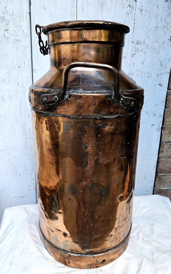 Large Copper Nestlé Argentinian Milk Can Dated 1920-photo-1