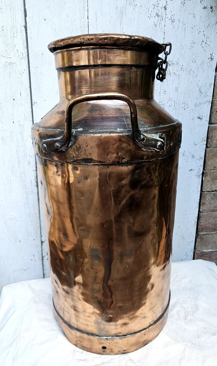 Large Copper Nestlé Argentinian Milk Can Dated 1920-photo-2
