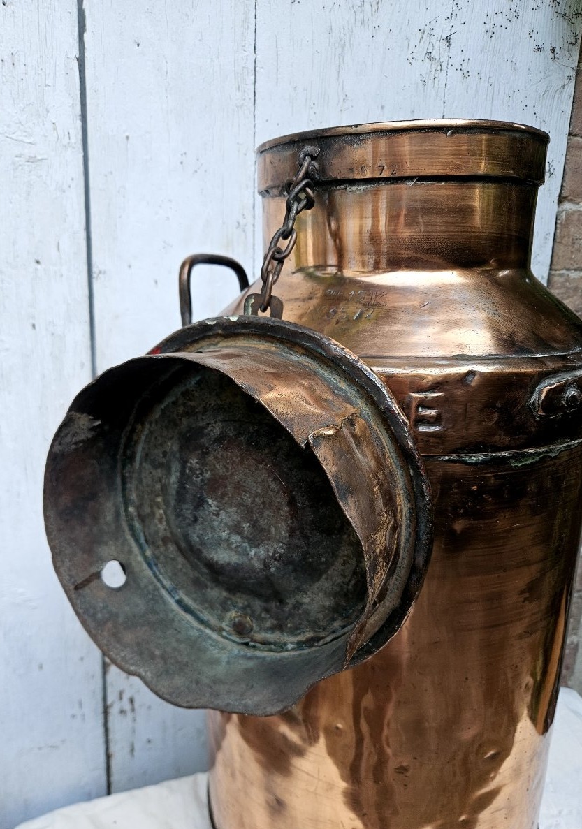 Large Copper Nestlé Argentinian Milk Can Dated 1920-photo-4