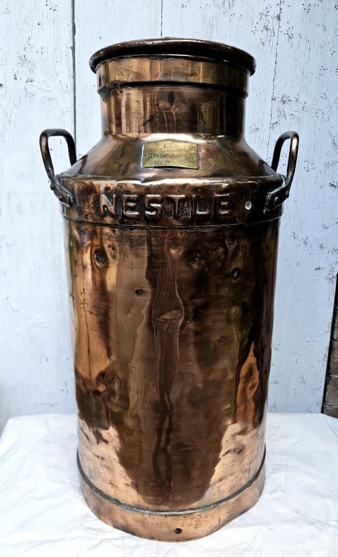 Large Copper Nestlé Argentinian Milk Can Dated 1920