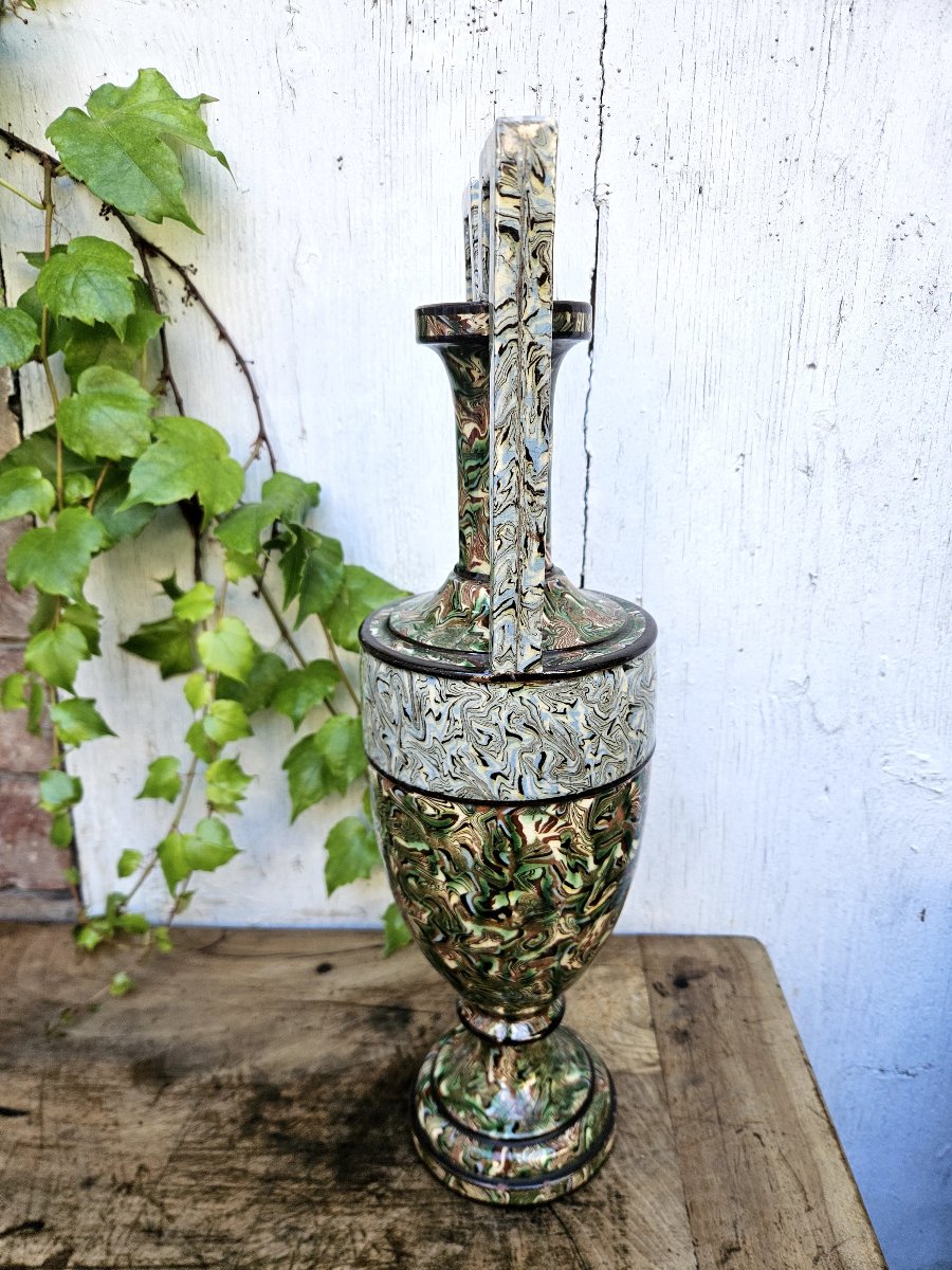 Pichon, Uzes : Grand vase à l'antique terre mêlee fin 19ème -photo-2
