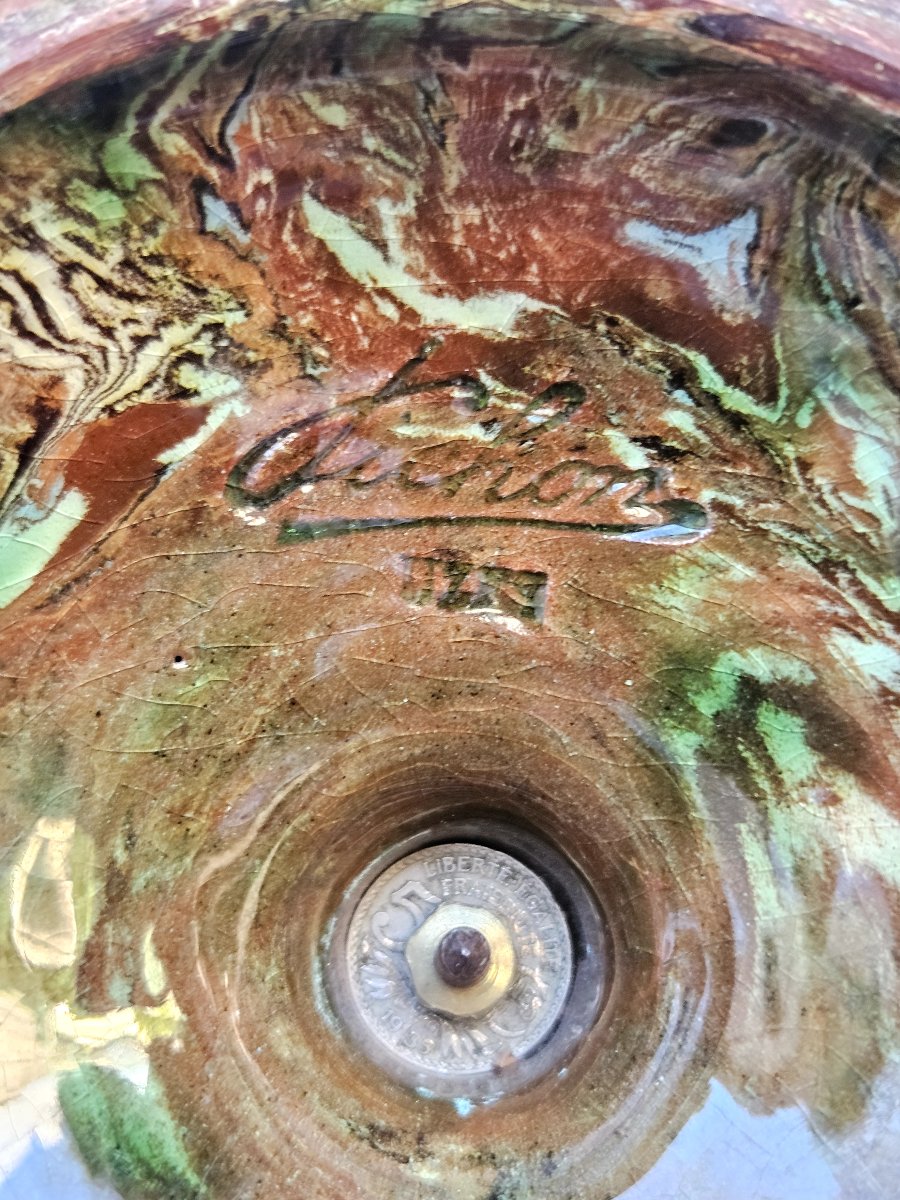 Pichon, Uzes : Grand vase à l'antique terre mêlee fin 19ème -photo-3