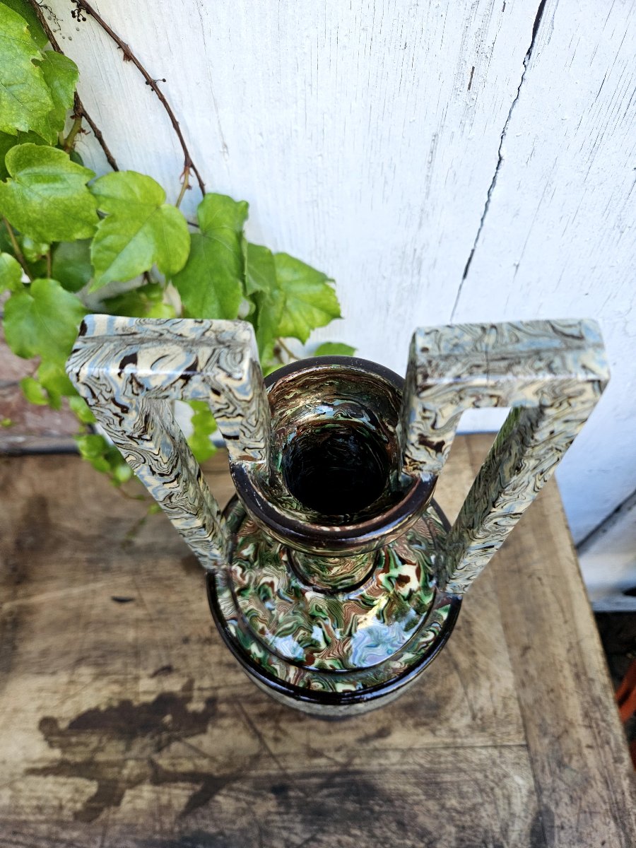 Pichon, Uzes : Grand vase à l'antique terre mêlee fin 19ème -photo-2