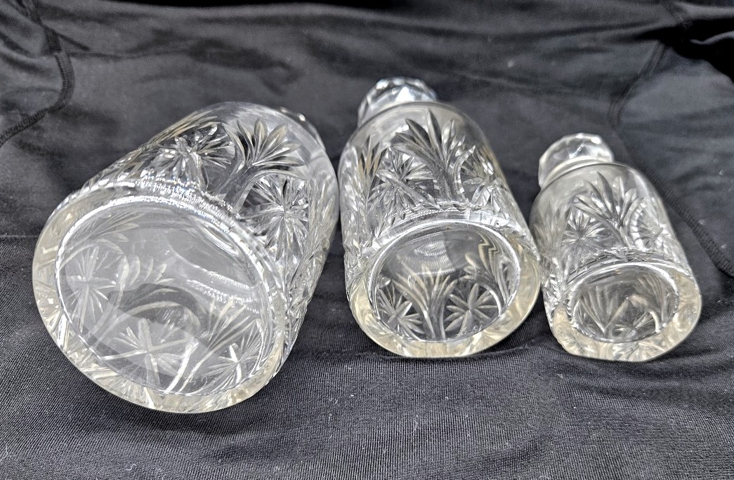 Set Of 3 Saint Louis Crystal Perfume Bottles -photo-3