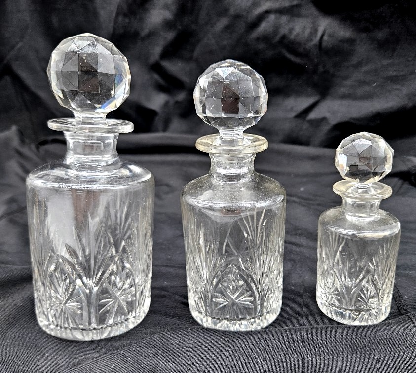Set Of 3 Saint Louis Crystal Perfume Bottles 