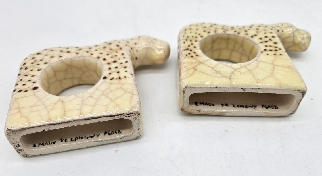 Paire de ronds de serviettes Léopard en Emaux de Longwy -photo-4