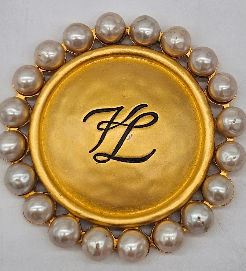 Broche dorée avec perles grand modèle Karl Lagerfeld-photo-2