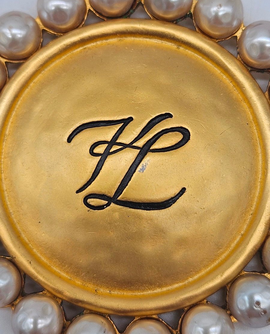 Broche dorée avec perles grand modèle Karl Lagerfeld-photo-3