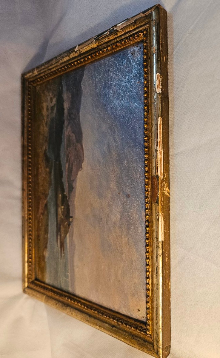 Henri Blanc-fontaine: Oil On Cardboard, Mediterranean Coastal Landscape -photo-2