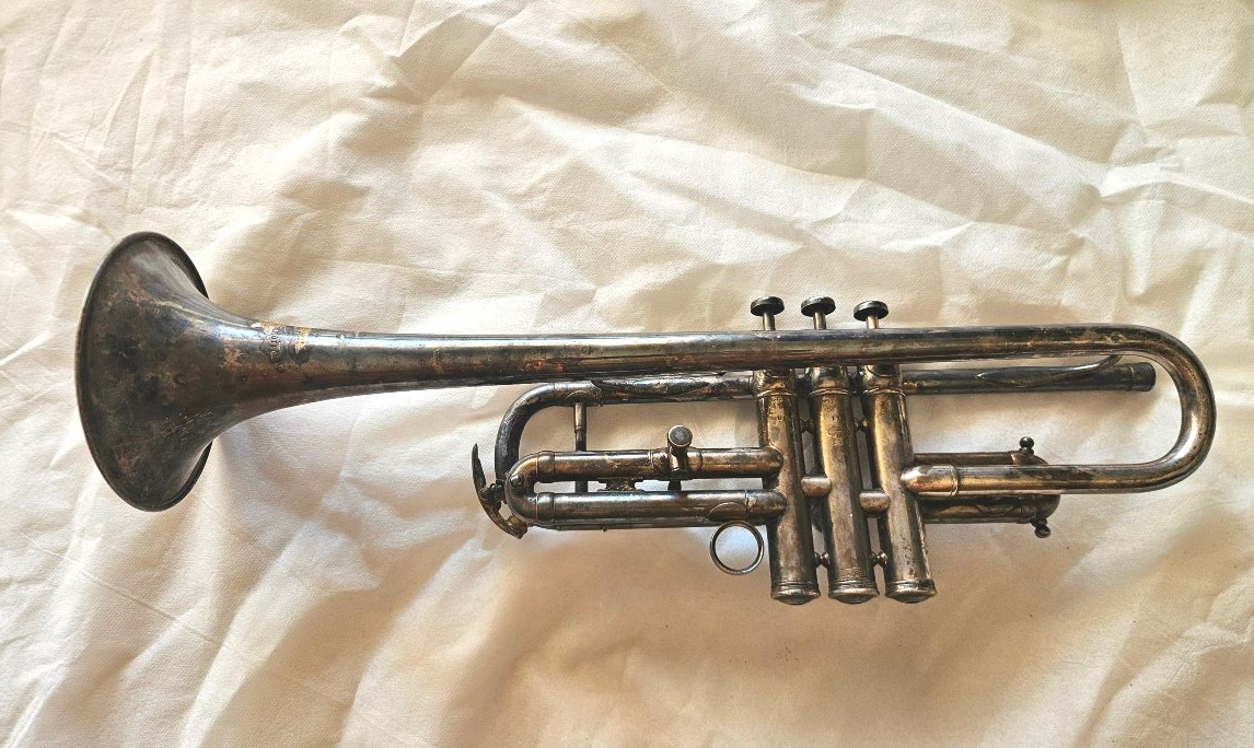 Millereau Schoenaers Trumpet, Made Of Silver-plated Metal, Early 20th Century -photo-3
