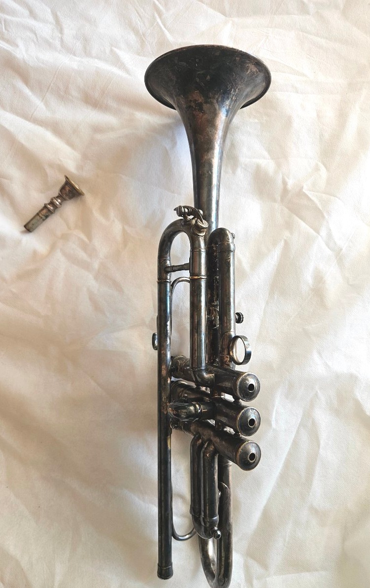 Millereau Schoenaers Trumpet, Made Of Silver-plated Metal, Early 20th Century -photo-4