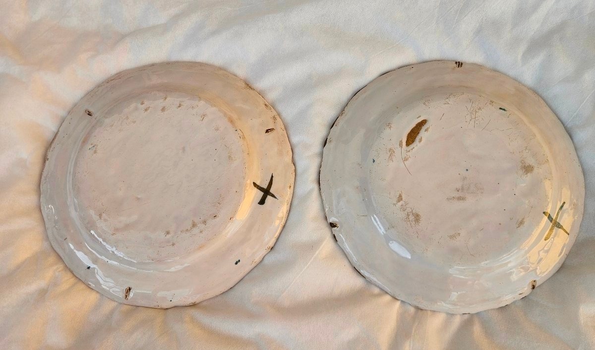 Pair Of 18th-century Moustiers Earthenware Plates With A Design Of Fantastical Birds -photo-2
