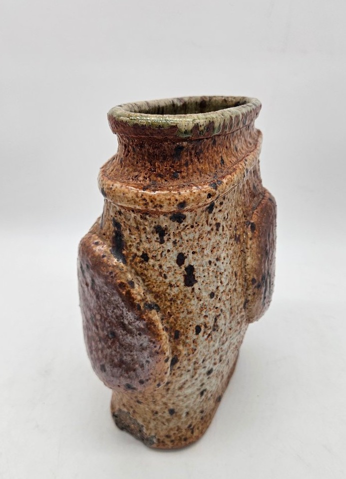 Large, Flat Vase With Cabochons, Made Of Pyrite Stoneware, By André Gutman, 1974-photo-3