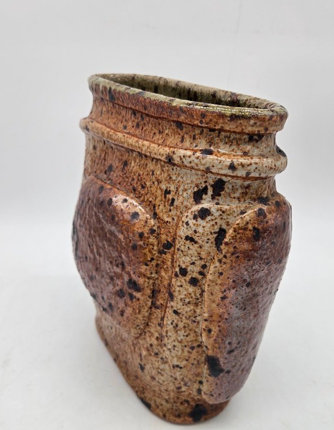 Large, Flat Vase With Cabochons, Made Of Pyrite Stoneware, By André Gutman, 1974-photo-3