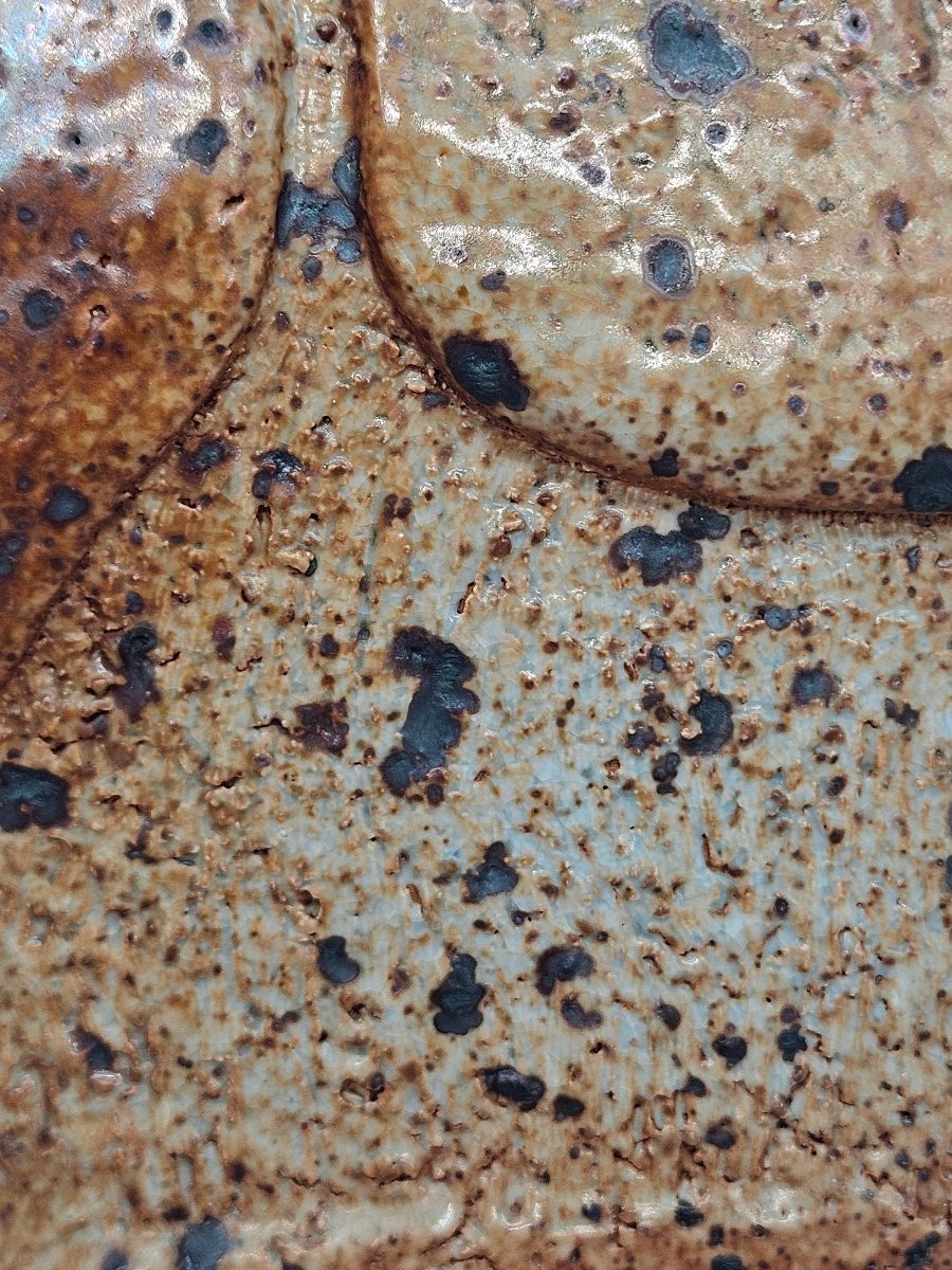Large, Flat Vase With Cabochons, Made Of Pyrite Stoneware, By André Gutman, 1974-photo-6