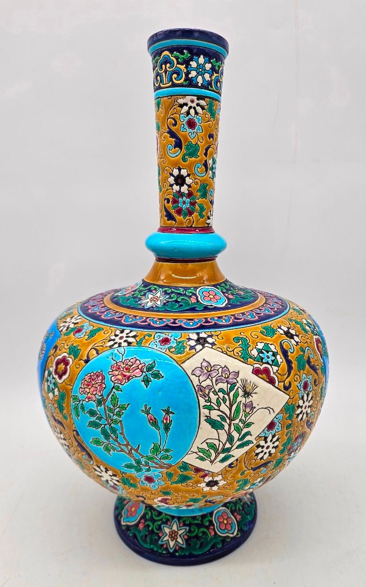 Longwy Enamel Bottle Vase With Japanese-style Decoration, Late 19th Century 