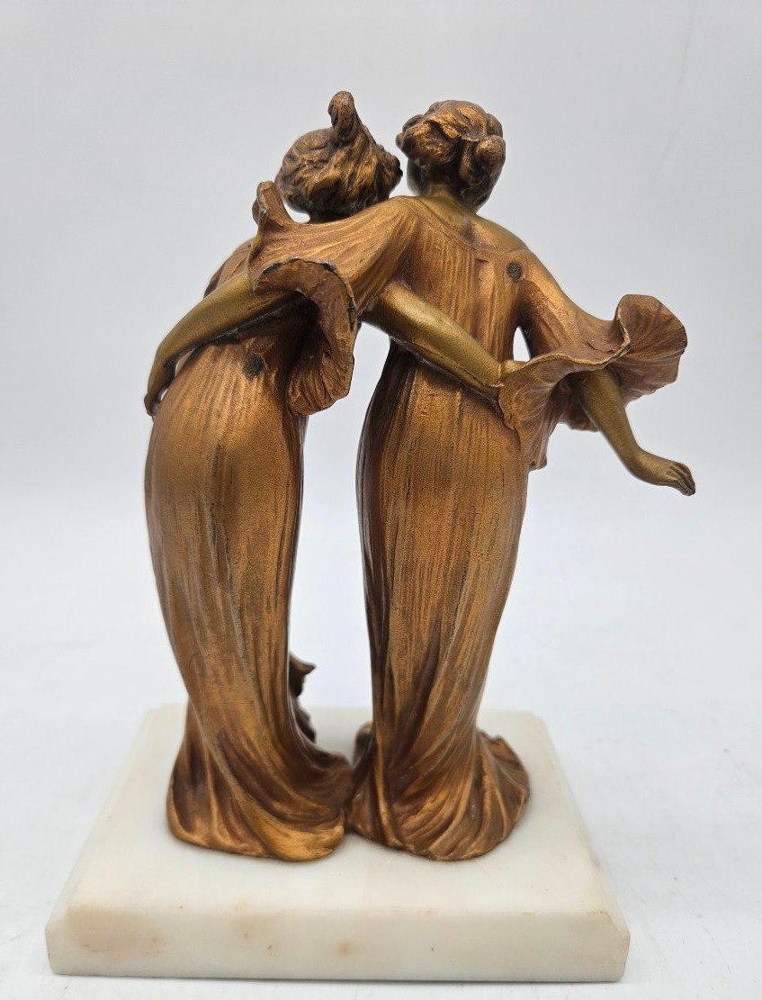 Lucien Alliés: "binoculars" Art Nouveau Statuette Made Of Patinated Cast Metal-photo-3