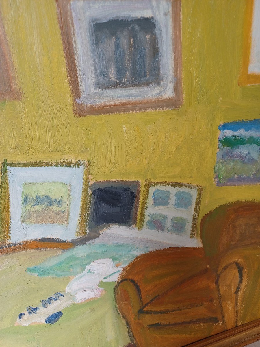 François Diana: The Painter's Workshop, Large Oil On Panel-photo-2
