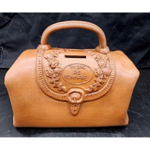 Trompe l'Oeil Leather Handbag In Terracotta Tielire