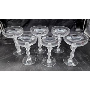 6 Venus And Bacchus Crystal Champagne Glasses