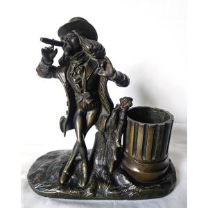 Table Or Counter Lighter Featuring An Eccentric In 19th Century Bronze