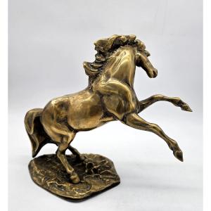 Gilt Bronze Prancing Horse Signed Moreau Late 19th Century