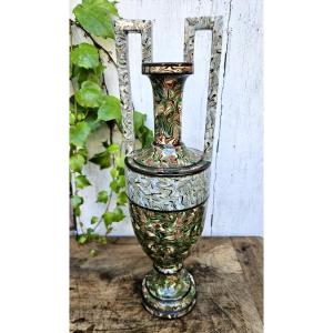 Pichon, Uzes : Grand vase à l'antique terre mêlee fin 19ème