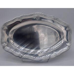 Plat ovale en argent massif 18ème Armoiries
